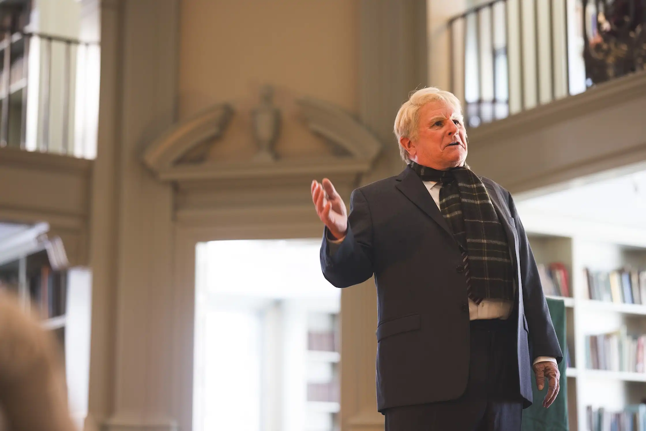 Actor Gordon Clapp plays Robert Frost in the East Reading Room